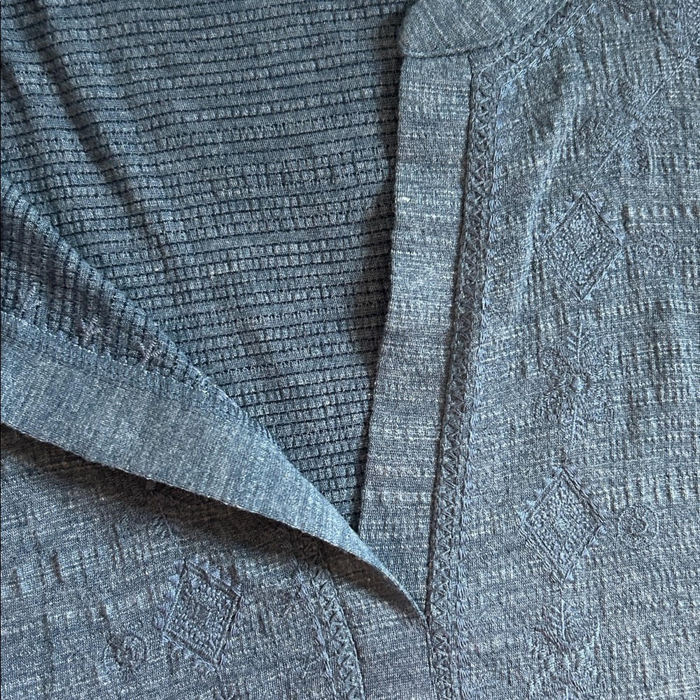 Cable & Gauge Soft Blue Embroidered Textured V-Neck Short Capped Sleeves size 1X - Picture 13 of 16